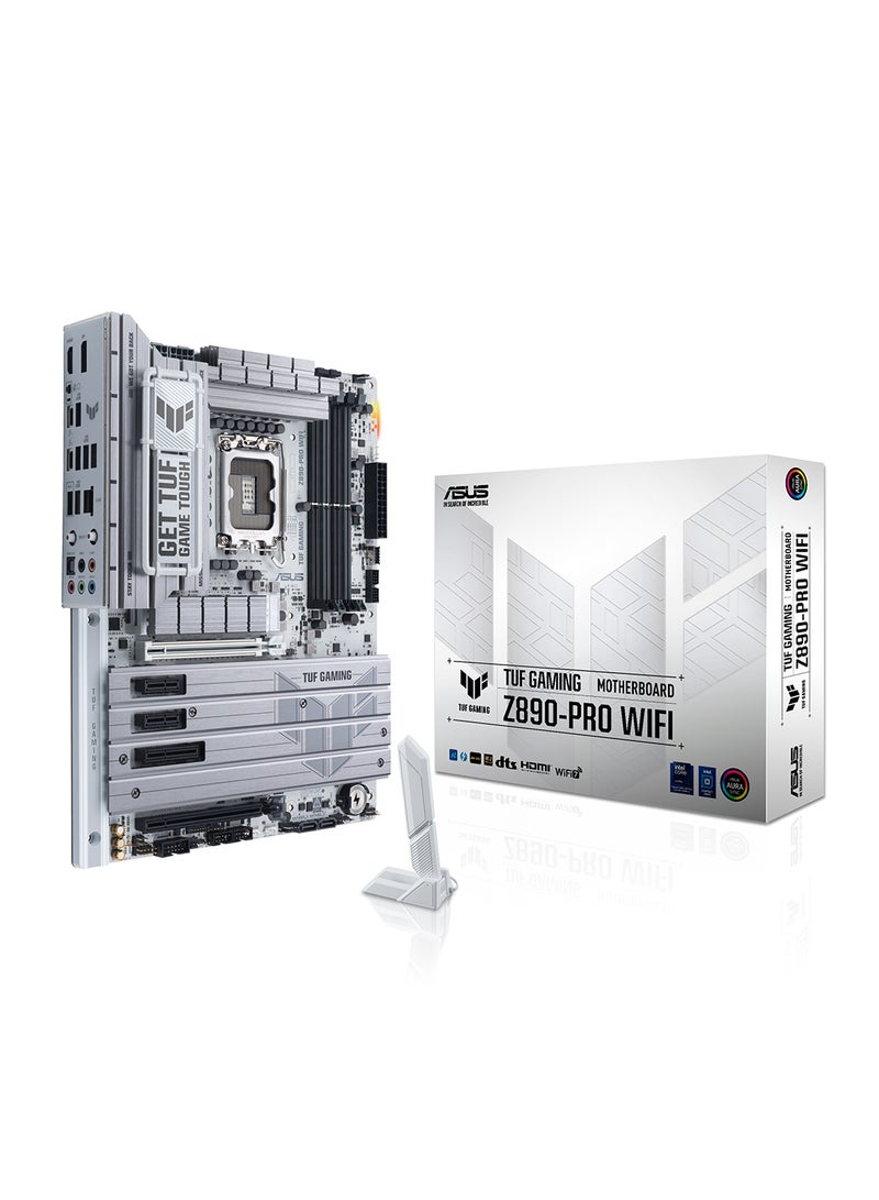 ASUS TUF GAMING Z890-PRO Wi-Fi ATX Motherboard, Intel Z890 Chipset, LGA1851 Socket, 4*DIMM DDR5 192GB Max Memory, 4*M.2, 1*PCIe 5.0*16, 1*2.5Gb Ethernet & Wi-Fi 7, Bluetooth v5.4, 1*HDMI, 1*DP, 2*Intel Thunderbolt 4 port (USB Type-C), AI Solutions, AI PC-Ready | 90MB1IR0-M0EAY0 White - Image 4