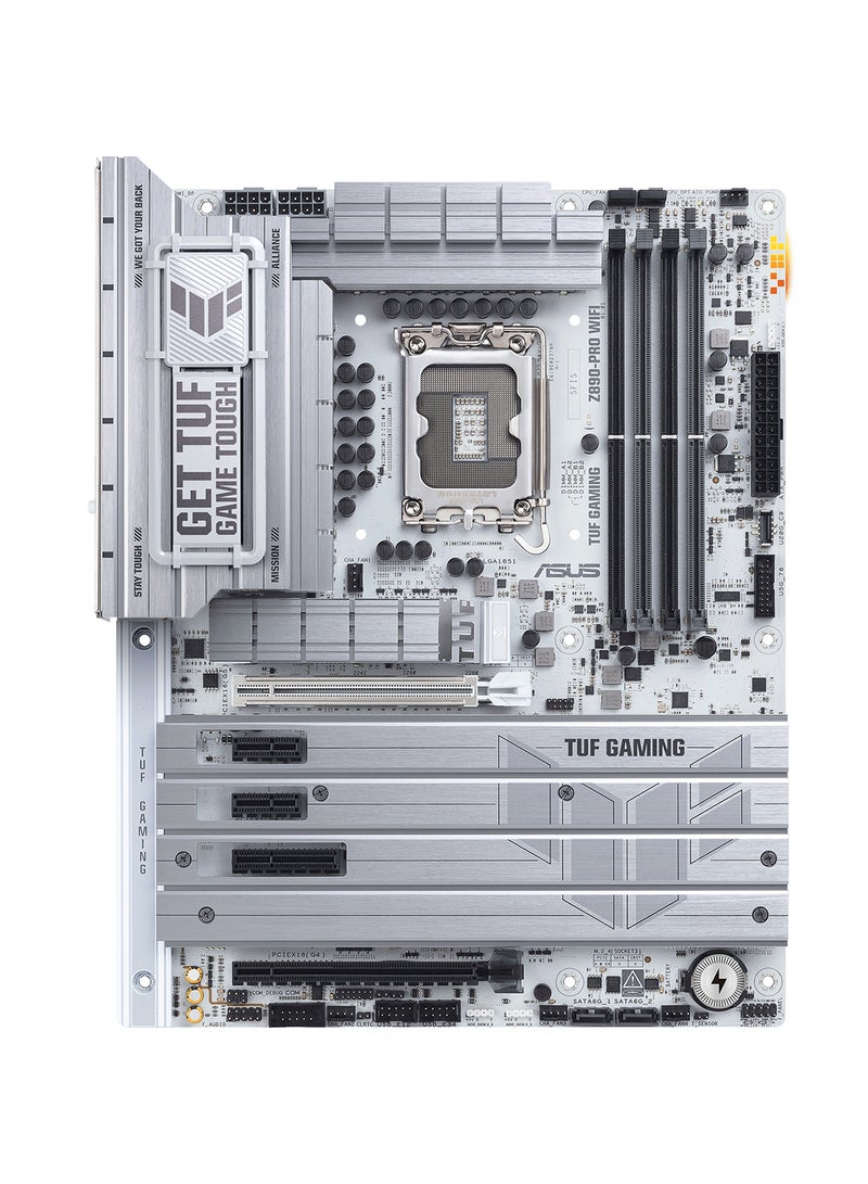 ASUS TUF GAMING Z890-PRO Wi-Fi ATX Motherboard, Intel Z890 Chipset, LGA1851 Socket, 4*DIMM DDR5 192GB Max Memory, 4*M.2, 1*PCIe 5.0*16, 1*2.5Gb Ethernet & Wi-Fi 7, Bluetooth v5.4, 1*HDMI, 1*DP, 2*Intel Thunderbolt 4 port (USB Type-C), AI Solutions, AI PC-Ready | 90MB1IR0-M0EAY0 White - Image 1