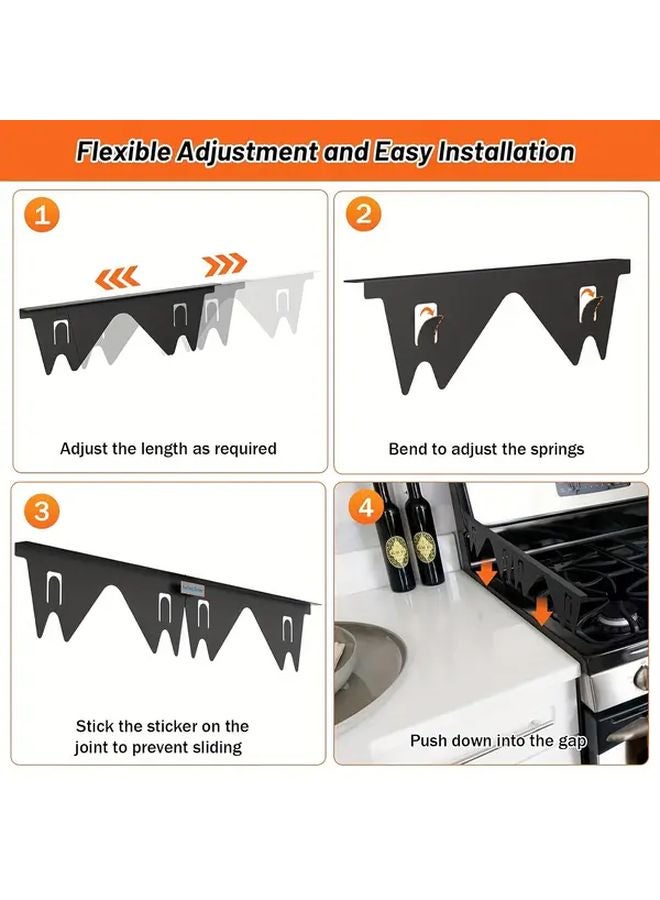 1pc Black Stove Gap Cover Retractable 13 8 To 27 5 Inch Heat Resistant Range Trim - Image 2