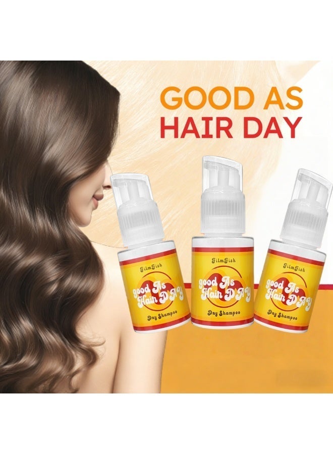 عبوة من 3 قطع من شامبو FilmFish Good As Hair Day الجاف - تركيبة نظيفة مع نشا الذرة وطين الكاولين، شامبو جاف ماص للزيوت ومكثف للشعر لجميع أنواع الشعر، برائحة الفانيليا، عناية منعشة بالشعر بدون شطف (60 مل × 3) - Image 1