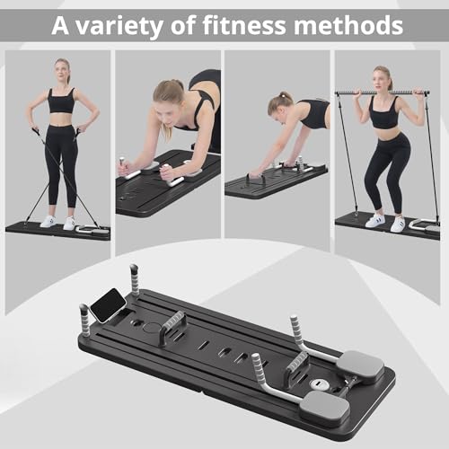 JANUA Pilates Board - Pilates Reformer Set, Multi-Purpose Foldable Pilates Reformer Board for Home, 5 in 1 Pilates Sliding Board (Black Set) - Image 2