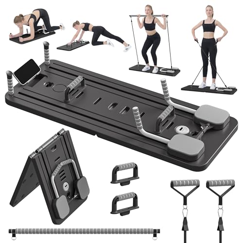 JANUA Pilates Board - Pilates Reformer Set, Multi-Purpose Foldable Pilates Reformer Board for Home, 5 in 1 Pilates Sliding Board (Black Set) - Image 1