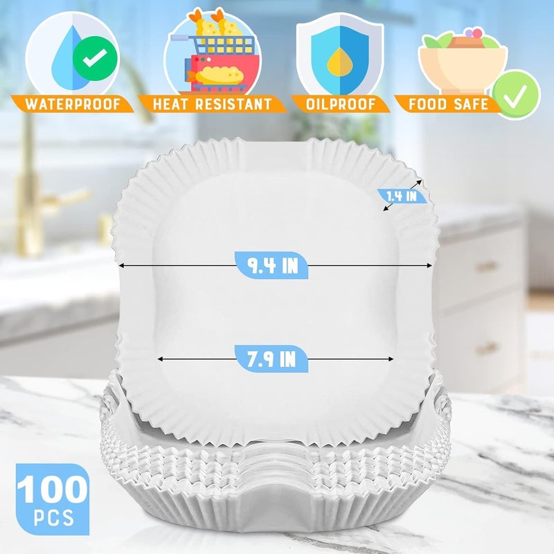 PureBake حزمة من ورق التبطين السيليكوني لأفران الهواء الساخن من PureBake، تحتوي على 2 قطعة، مقاس 7 بوصة في الأعلى و5.5 بوصة في الأسفل، قابلة لإعادة الاستخدام، مناسبة لأفران الهواء الساخن سعة 3.5 إلى 5.5 لتر. - Image 3