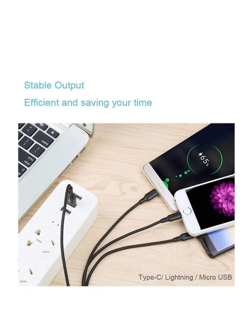 Gravity Nylon 3 in 1 fast Charging Cable for Type-C, Micro and iPhone Pins,Smart Charge 3 Port Data Charging Cable,power line(3 in 1 cable) - Image 4