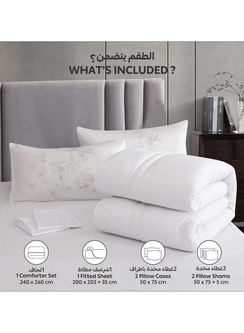 Donetella Bedding Comforter Set, King Size Fits 200x200 cm - 6-Pcs Digital Print Quilted Bed Set, Microfiber Fabric - 1 Comforter, 1 Fitted Sheet, 2 Pillow Shams, 2 Pillowcases