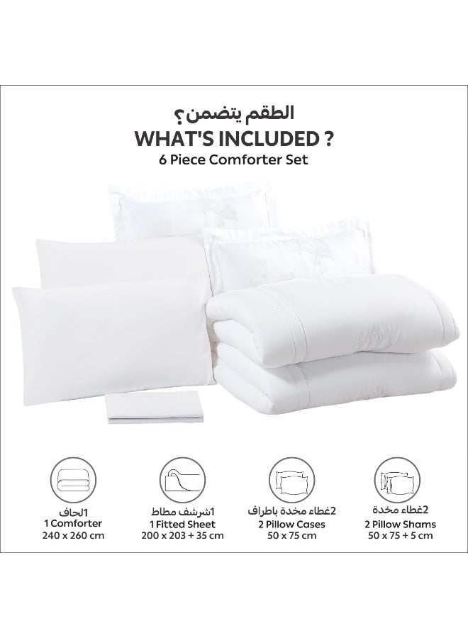 Donetella Bedding Comforter Set, King Size  240x260 cm - 6-Pcs Digital Print Quilted Bed Set, Microfiber Fabric - 1 Comforter, 1 Fitted Sheet, 2 Pillow Shams, 2 Pillowcases - Image 3
