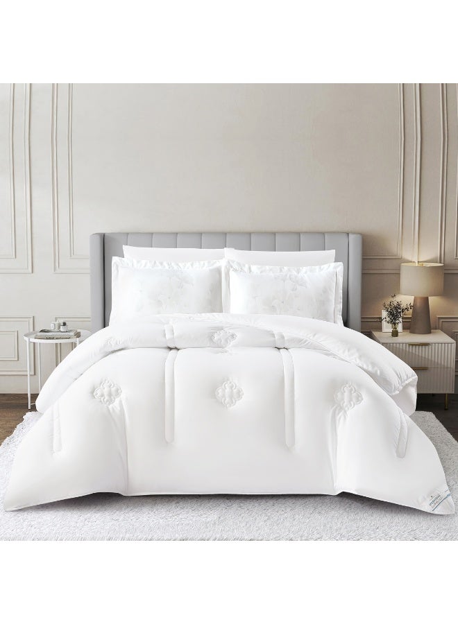 Donetella Bedding Comforter Set, King Size  240x260 cm - 6-Pcs Digital Print Quilted Bed Set, Microfiber Fabric - 1 Comforter, 1 Fitted Sheet, 2 Pillow Shams, 2 Pillowcases - Image 1