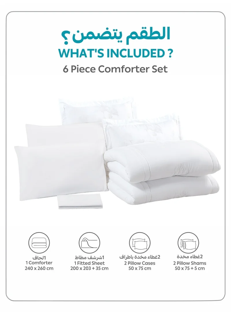 Donetella KING - 6Pcs (200x200) Bedding Comforter Set, King Size  240x260 cm - 6-Pcs Digital Print Quilted Bed Set, Microfiber Fabric - 1 Comforter, 1 Fitted Sheet, 2 Pillow Shams, 2 Pillowcases  | Best Price UAE