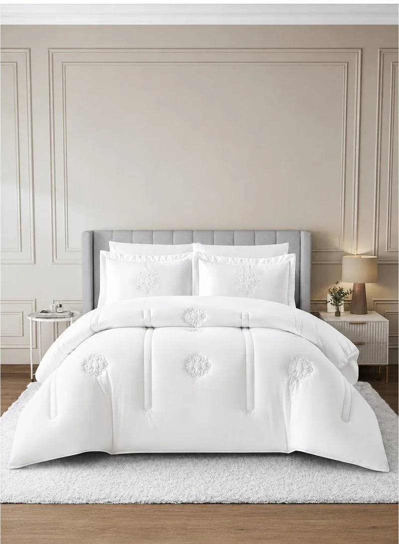 Bedding Comforter Set, King Size  240x260 cm - 6-Pcs Digital Print Quilted Bed Set, Microfiber Fabric - 1 Comforter, 1 Fitted Sheet, 2 Pillow Shams, 2 Pillowcases