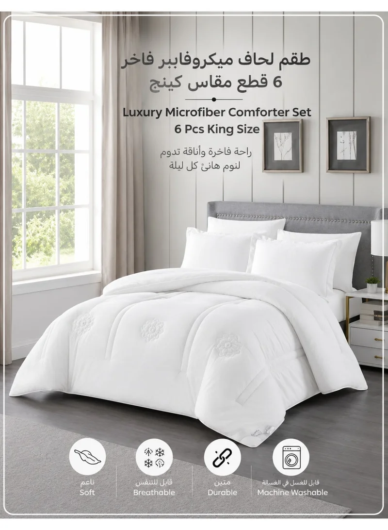 Donetella KING - 6Pcs (200x200) Bedding Comforter Set, King Size  240x260 cm - 6-Pcs Digital Print Quilted Bed Set, Microfiber Fabric - 1 Comforter, 1 Fitted Sheet, 2 Pillow Shams, 2 Pillowcases  | Best Price UAE