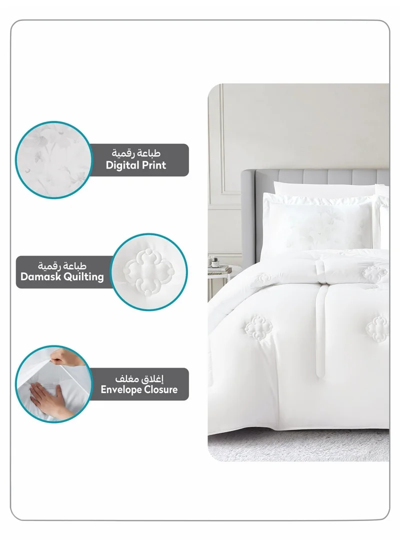 Donetella KING - 6Pcs (200x200) Bedding Comforter Set, King Size  240x260 cm - 6-Pcs Digital Print Quilted Bed Set, Microfiber Fabric - 1 Comforter, 1 Fitted Sheet, 2 Pillow Shams, 2 Pillowcases  | Best Price UAE