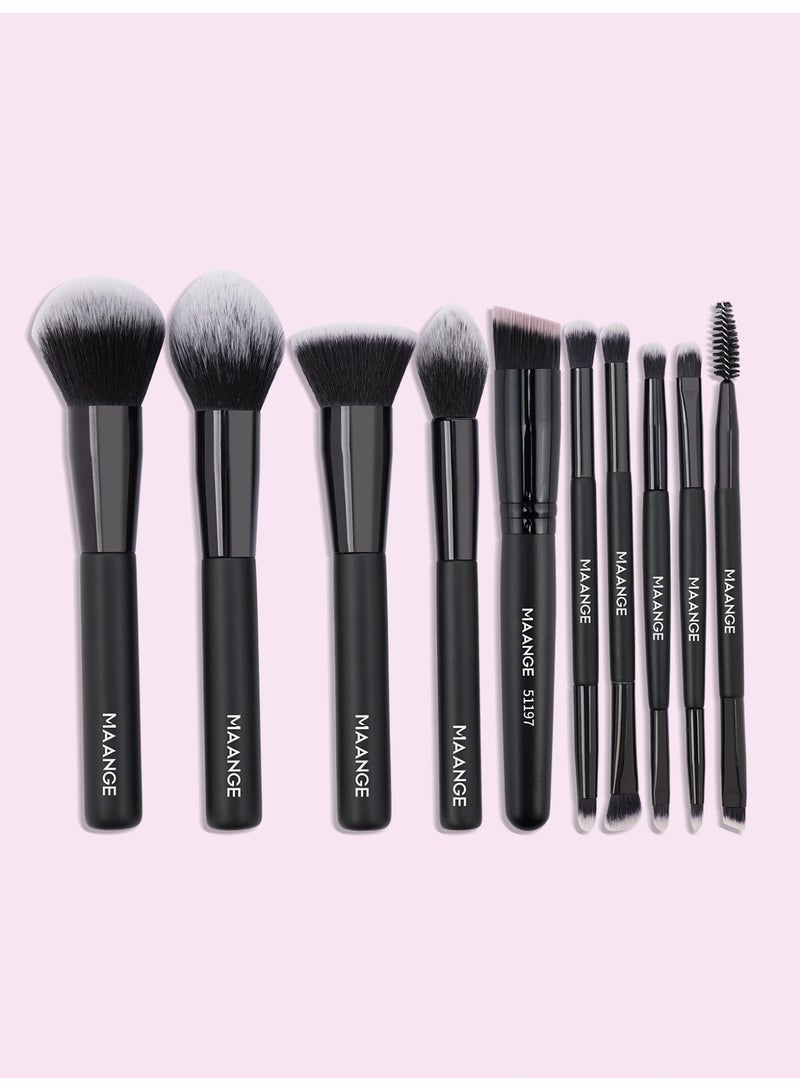 MAANGE Makeup Brush Set, 10Pcs Professional Makeup Brushes Foundation Eyeshadow Blush Brush, Travel Kabuki Blending Concealers Face Powder Eye Make Up Brushes Set Kit - Image 2