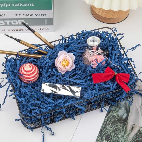 Caleihd Crinkle Cut Paper Grass Cushion Paper Streamer for Christmas Wedding Birthday Bridesmaid Engagement Craft Gift Boxes Bags Filler Decoration 4.5oz Navy Blue - Image 5