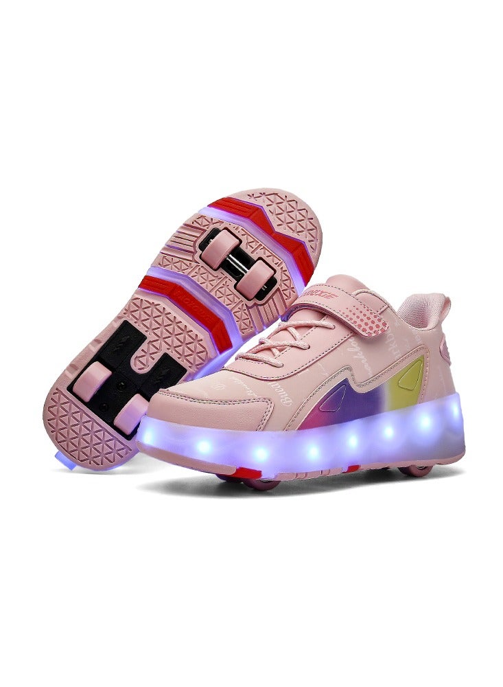 Generic Roller Skates Shoes for Kids 4 Wheels 16 LED Model Colorful Girls Boys Roller Skates Sneaker Can Charge for Beginner More Balanced  - Image 1