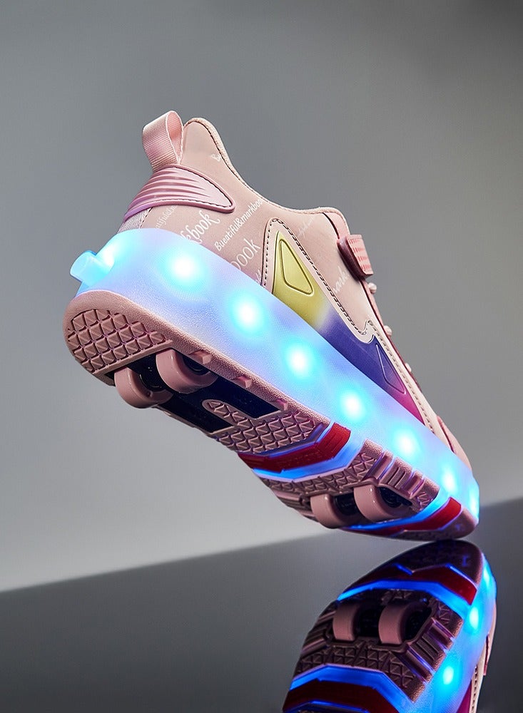Generic Roller Skates Shoes for Kids 4 Wheels 16 LED Model Colorful Girls Boys Roller Skates Sneaker Can Charge for Beginner More Balanced  - Image 3