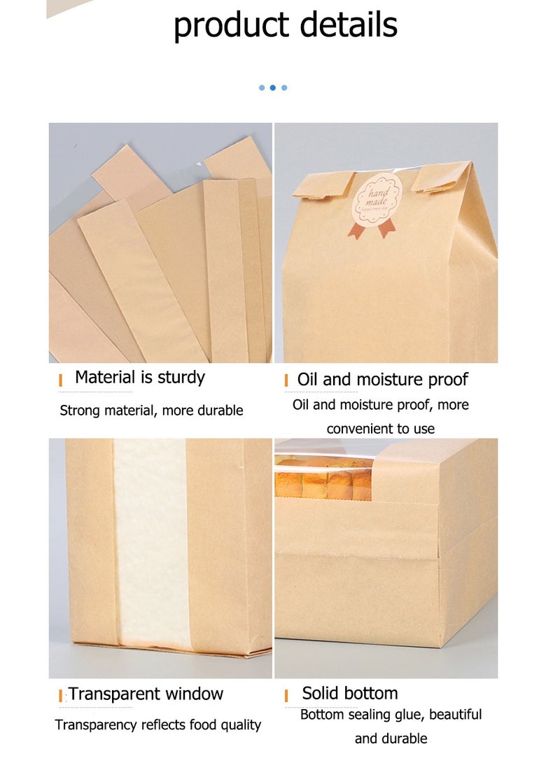 30 Bread Bags for Homemade Bread, Sourdough Paper Bread Bags with Window, 50% Thick 13.7x8.2x3.7 Inches, Large Bread Bags for Storing Bread Cookies and Snacks, 60 Cute Seal Stickers with Ties - Image 2