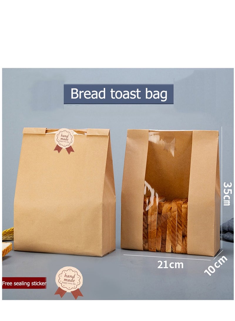 30 Bread Bags for Homemade Bread, Sourdough Paper Bread Bags with Window, 50% Thick 13.7x8.2x3.7 Inches, Large Bread Bags for Storing Bread Cookies and Snacks, 60 Cute Seal Stickers with Ties - Image 1