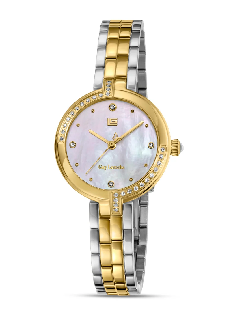 Guy Laroche Angela Yellow Gold Plated Stainless Steel Bracelet & Watch for Women, 27mm