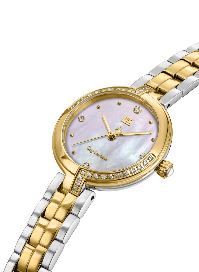 Guy Laroche Angela Yellow Gold Plated Stainless Steel Bracelet & Watch for Women, 27mm - Image 3