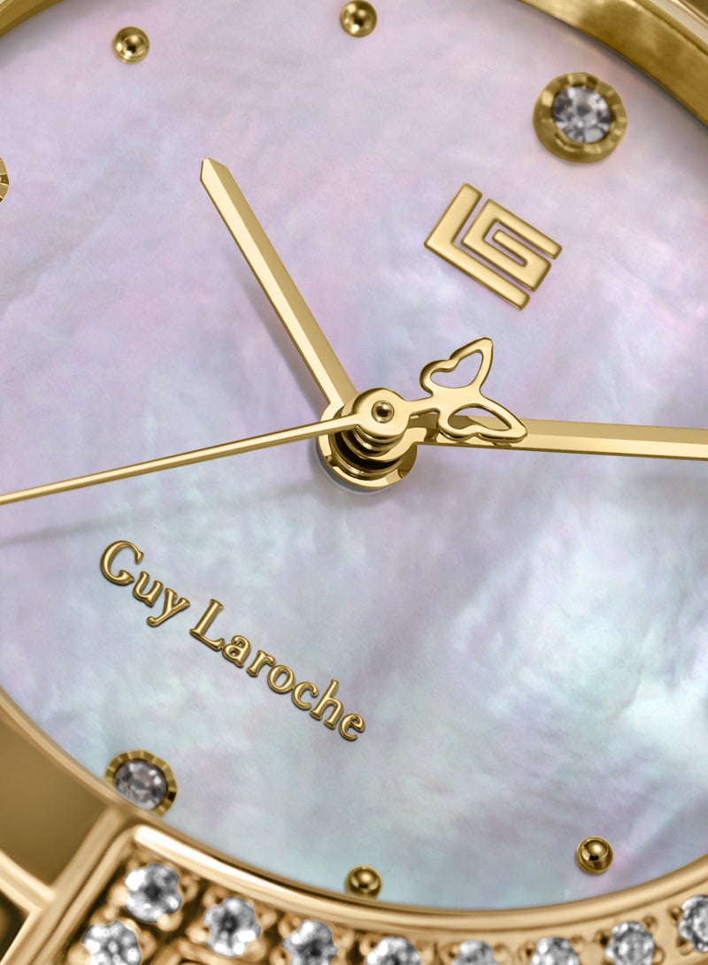 Guy Laroche Angela Yellow Gold Plated Stainless Steel Bracelet & Watch for Women, 27mm - Image 5