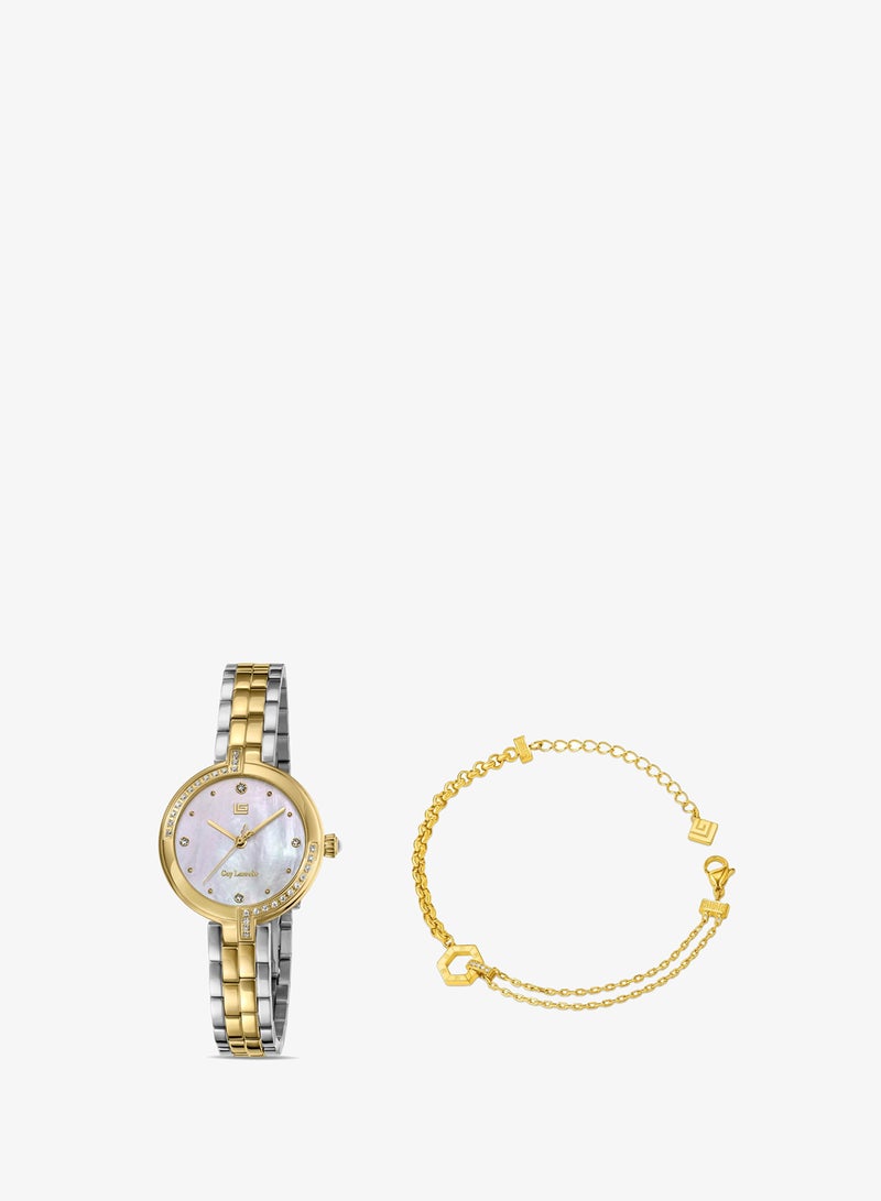 Guy Laroche Angela Yellow Gold Plated Stainless Steel Bracelet & Watch for Women, 27mm - Image 1