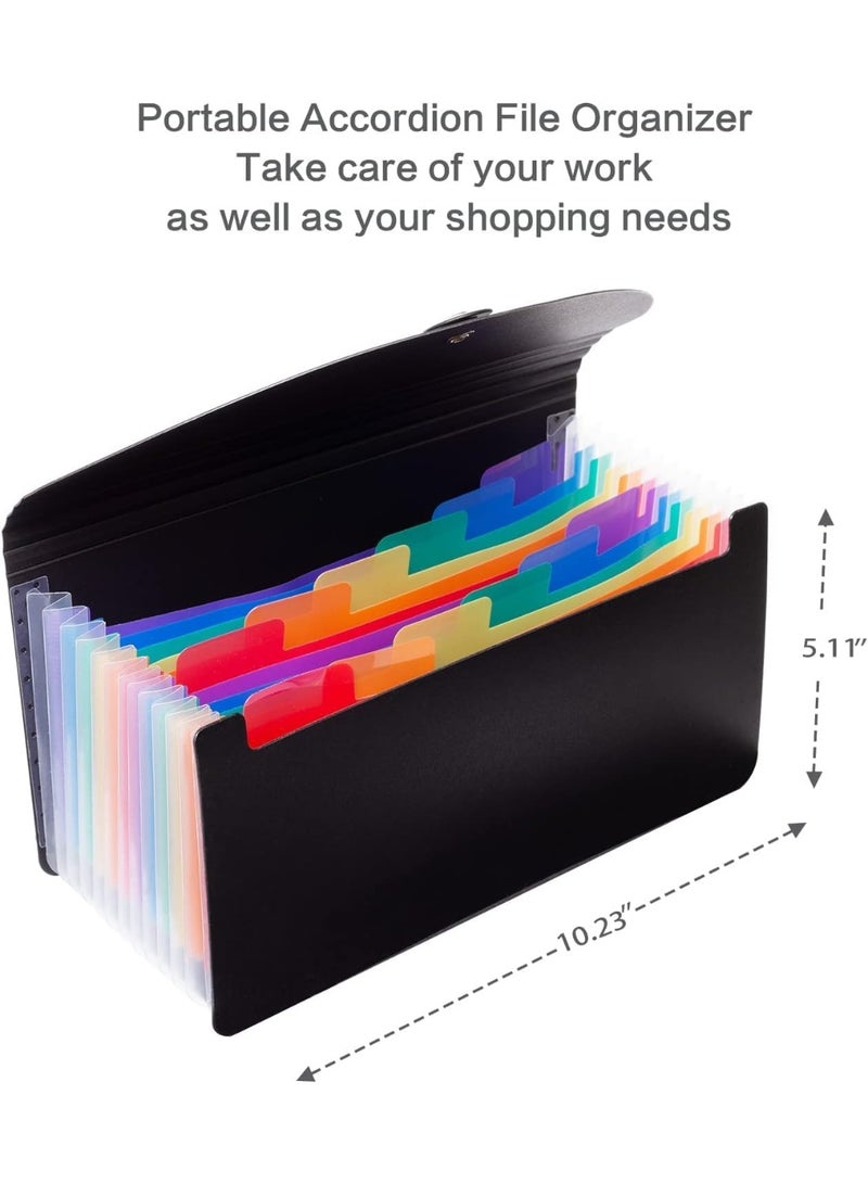 2 Pack 13 Pockets Expanding Small Coupon Organizer, Mini Accordion File Folder for Receipt, Ticket, Tax Item, Bill File - Image 2
