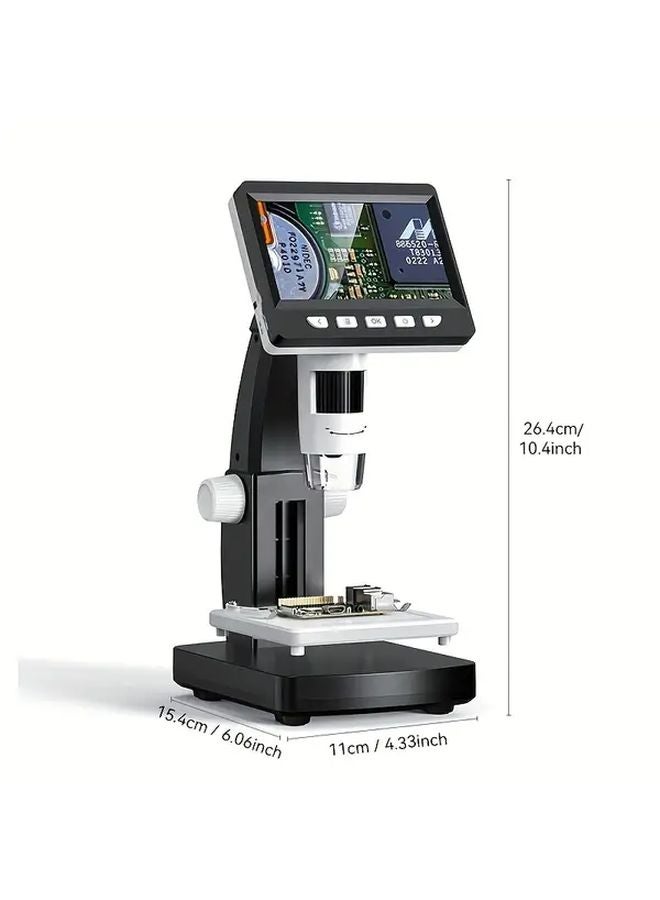 White Digital Microscope 4.3 Inch 50 1000X Magnification 2MP HD Camera 8 LED Lights USB Power - Image 4