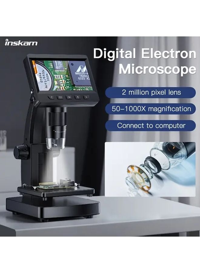 White Digital Microscope 4.3 Inch 50 1000X Magnification 2MP HD Camera 8 LED Lights USB Power - Image 2