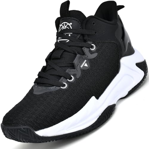 Beita Mens Basketball Shoes High Upper Breathable Sports Shoes Anti Slip, Black, 9.5 - Image 1