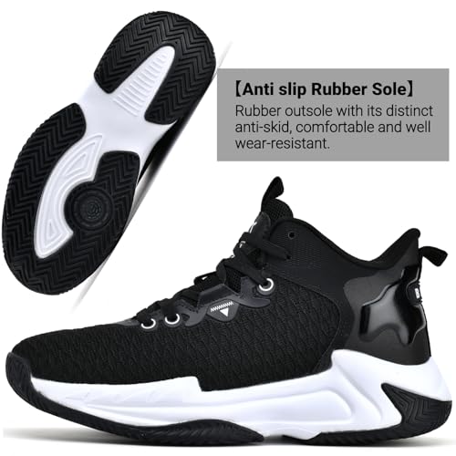 Beita Mens Basketball Shoes High Upper Breathable Sports Shoes Anti Slip, Black, 9.5 - Image 5