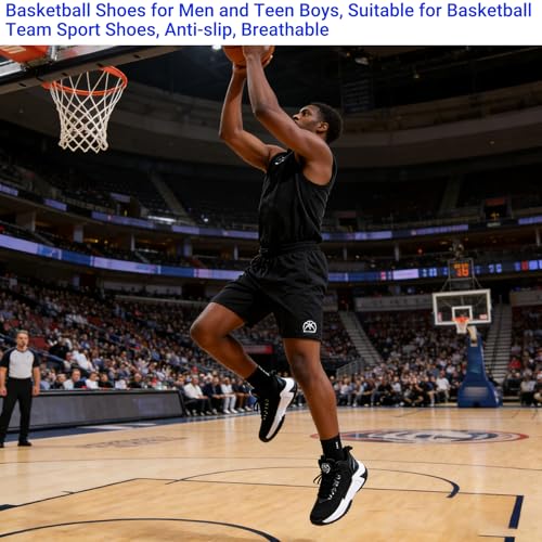 Beita Mens Basketball Shoes High Upper Breathable Sports Shoes Anti Slip, Black, 9.5 - Image 3