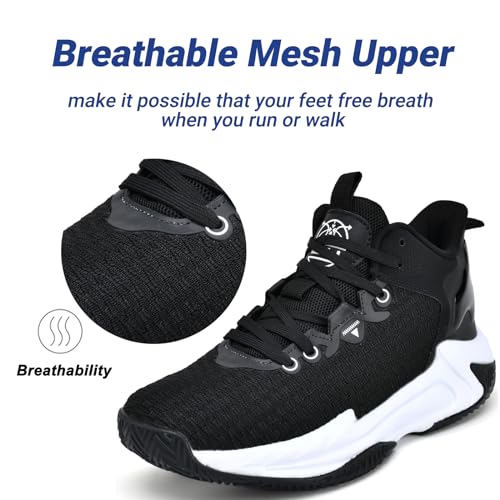 Beita Mens Basketball Shoes High Upper Breathable Sports Shoes Anti Slip, Black, 9.5 - Image 4
