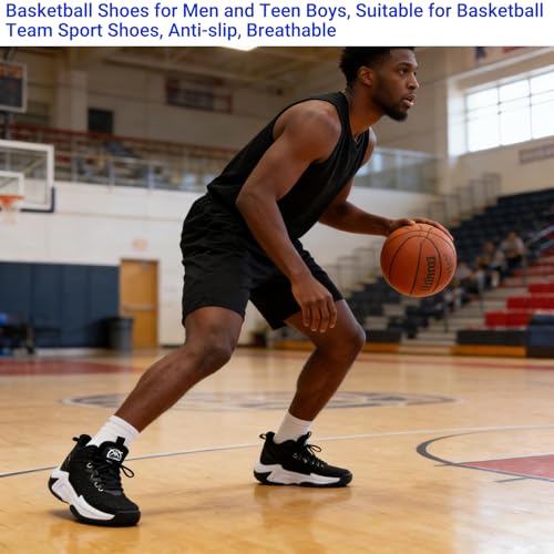 Beita Mens Basketball Shoes High Upper Breathable Sports Shoes Anti Slip, Black, 9.5 - Image 2