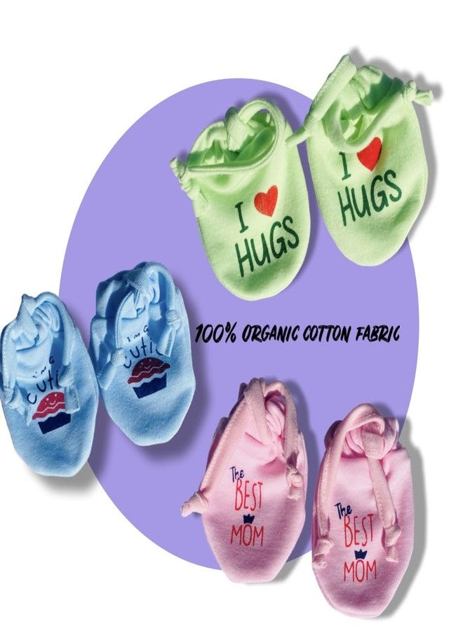 Wavva® Cotton Dori Mittens for New Born Baby (0-6 Months) | Cotton Gloves with Gentle Elastic Thread Wristbands for Baby 0 to 6 Months| New Born Baby Products. (Pack of 6 Pairs) - Image 4