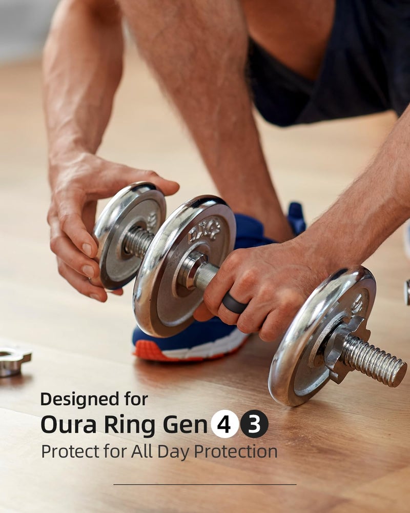 BandSmith Silicone Ring Cover Compatible with Oura Ring Protector, Elastic Case for Oura Ring Gen 4/3 Working Out - Patent Protected (Black+Black, M for 11/12/13) - Image 2