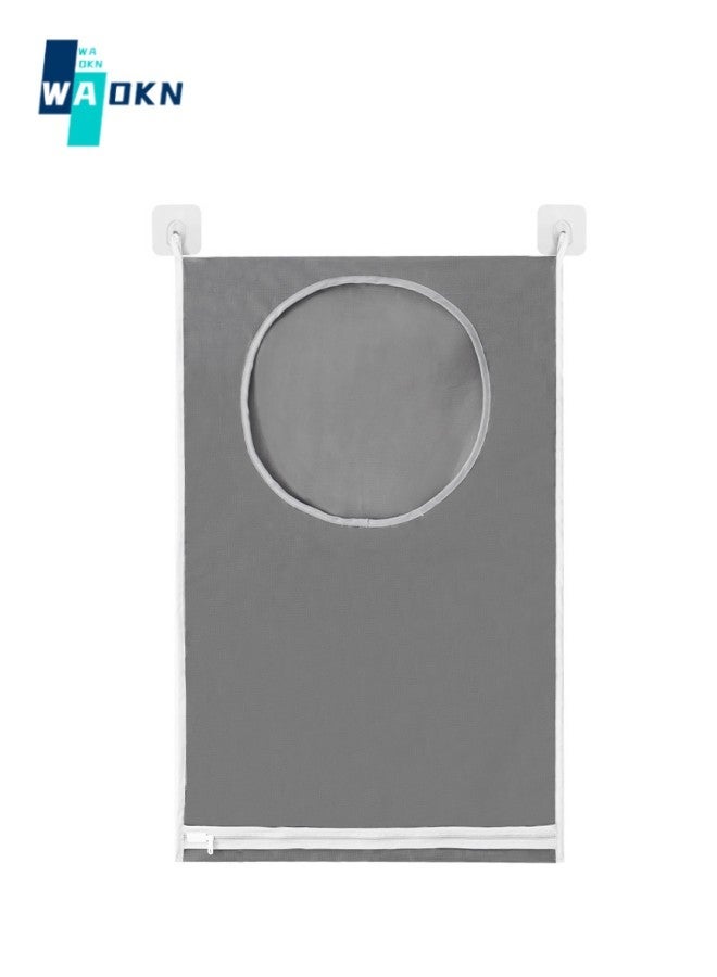 WAOKN Wall-mounted Large Laundry Bag, Dirty Clothes Storage Bag with Bottom Zipper, Waterproof Design Foldable Storage Bag, Lightweight Laundry Bag, 50x70 cm (Grey) - Image 1