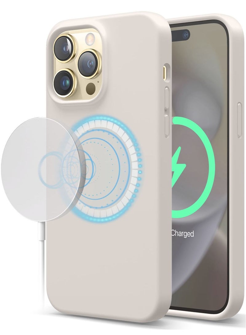 Elago Silicone Shockproof iPhone 14 Pro Max Case Cover with MagSafe - Stone - Image 1