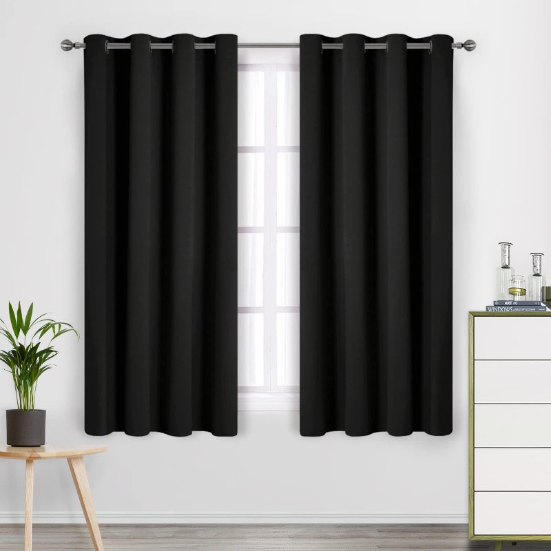 CUCRAF Black Blackout Curtains  Drapes Grommet Soundproof Curtains for Living RoomBedroom 63 inch LongSet of 2 Panels 52 x 63 Inch Black