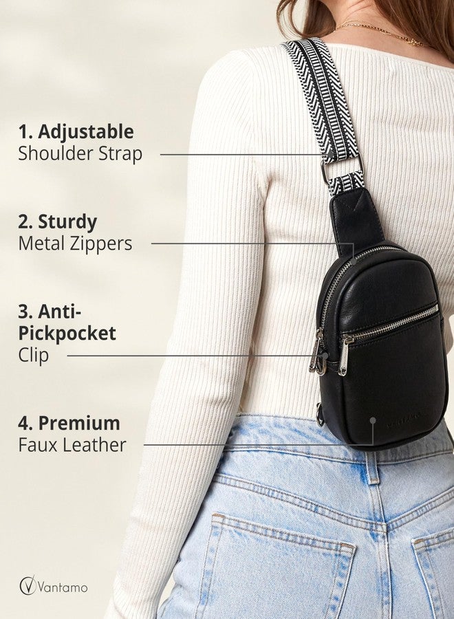 Vantamo Small Crossbody Bags for Women 29"-52" Adjustable Strap, Extra Safe Sling Bag with RFID & Anti-Pickpocket Clip, PU Leather Cross Body Fanny Packs with Gift Box, Onyx Bags for Women - Image 5
