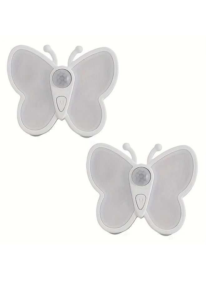 قطعتان مصباح فراشة LED ليلي بحساس حركة وقابل لإعادة الشحن عبر USB لمكتبة الخزانة - Image 1