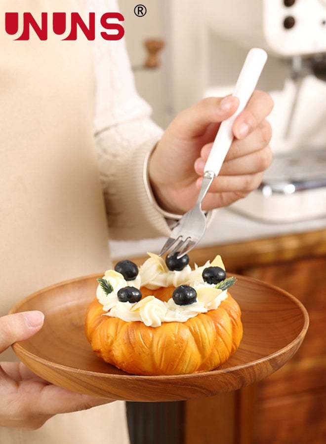 UNUNS طبق حلوى، 8 قطع أطباق مقبلات وحلويات قابلة لإعادة الاستخدام، أطباق عشاء سميكة، طبق سلطة، طبق خبز ساندويتش، صينية تقديم للأطباق والوجبات الخفيفة والحلويات والكعك والفواكه، طبق كلاسيكي غير قابل للكسر - Image 5