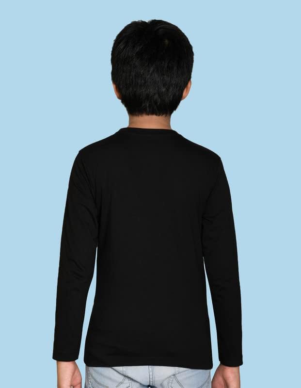 Nusyl Boys Full Sleeves Solid T-Shirt for Kids | Soft Cotton Blend | Comfortable Regular Fit | Casual 2-16 Years | Black - Image 3
