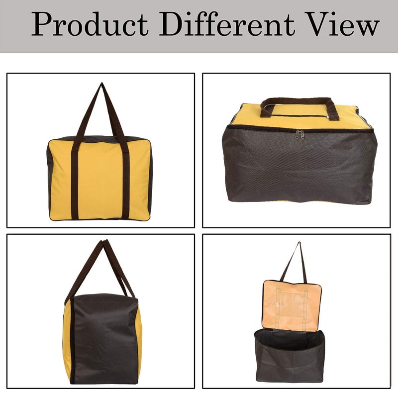 Kuber Industries Small Size Lightweight Foldable Rexine Jumbo Underbed Storage Bag With Zipper And Handle Yellow Brown - Image 2
