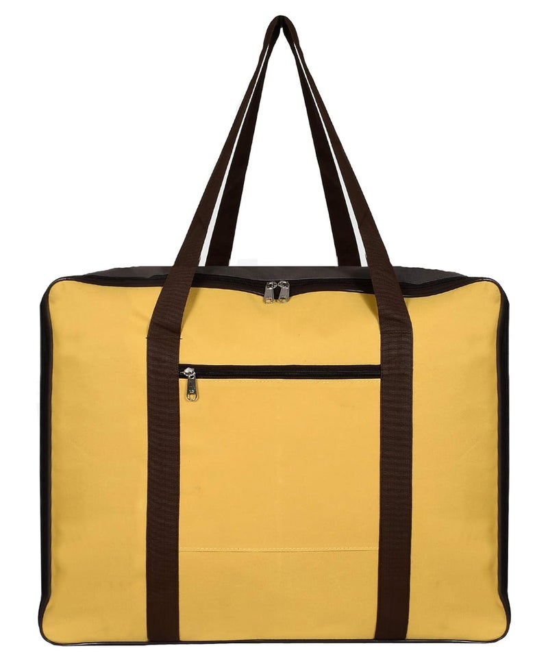 Kuber Industries Small Size Lightweight Foldable Rexine Jumbo Underbed Storage Bag With Zipper And Handle Yellow Brown - Image 4