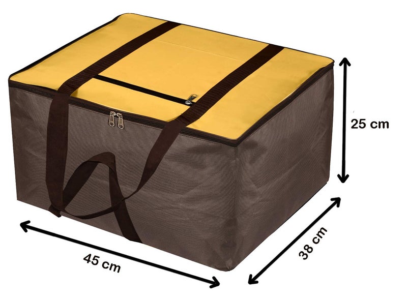 Kuber Industries Small Size Lightweight Foldable Rexine Jumbo Underbed Storage Bag With Zipper And Handle Yellow Brown - Image 3