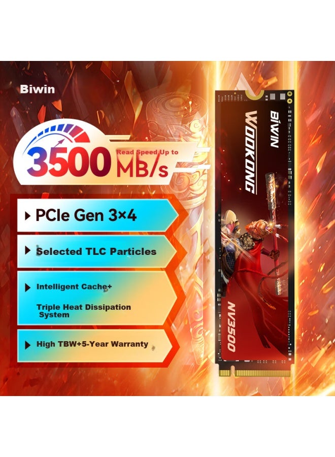 Biwin 1tb Ssd M.2 Interface Nv3500, Selected 3d Tlc Nand, Read Speed 3500mb/s, Ai Computer Storage Accessory