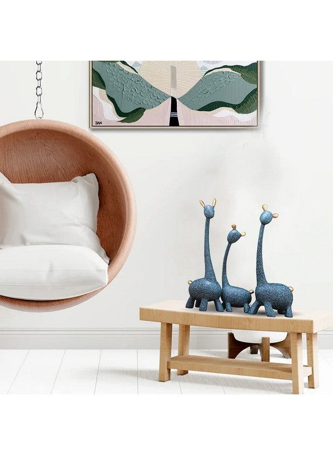 LADROX® Giraffe Sculpture Family of Three Statues Resin Sculptures for Home Decoration, Figurine Accessories, Art Gifts, Crafts, Desk Ornaments (Pack of 3, Blue Color) - Image 5