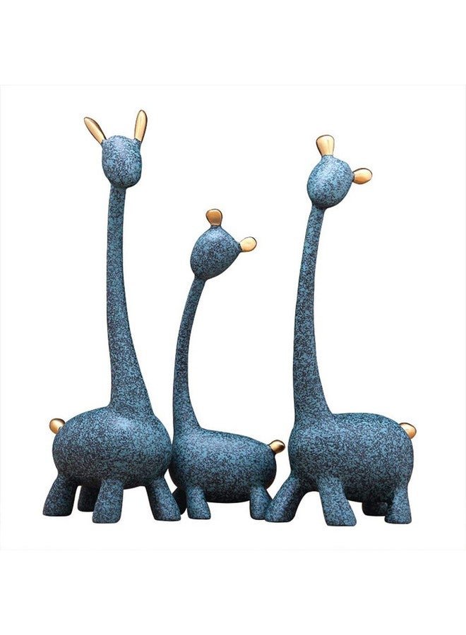 LADROX® Giraffe Sculpture Family of Three Statues Resin Sculptures for Home Decoration, Figurine Accessories, Art Gifts, Crafts, Desk Ornaments (Pack of 3, Blue Color) - Image 1