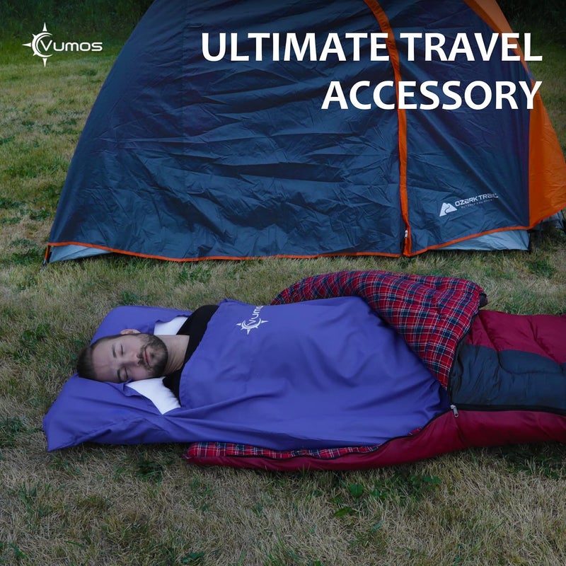 Vumos Sleeping Bag Liner and Camping Sheet – Silk Like Material for Travel - Has Full Length Zipper - Image 2