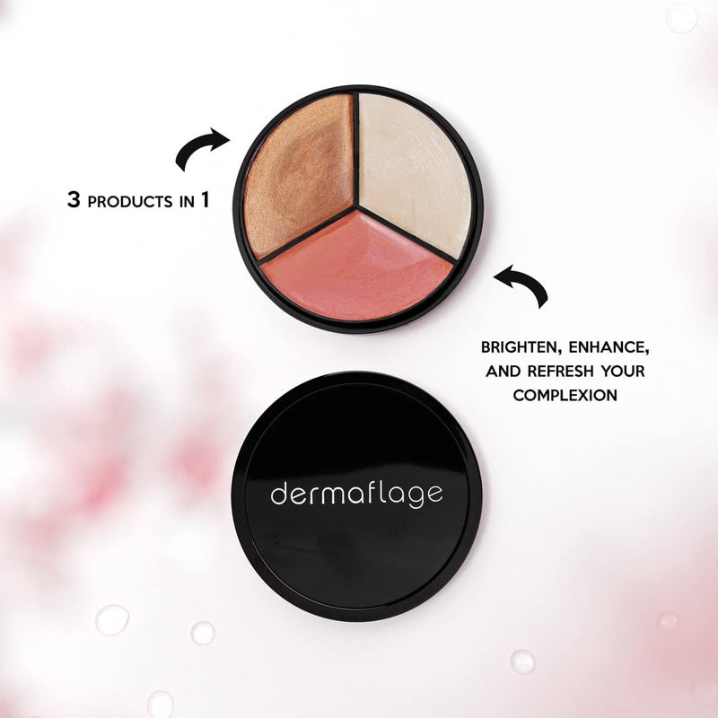 dermaflage Cheek Palette: Bronzer, Highlighter, Blush Palette for Dewy Skin, Lit from Within by Dermaflage, 10g/.35oz - Image 5